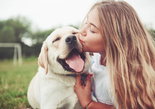 Woman kissing dog goodbye for dropping him off at dog daycare in Peoria IL